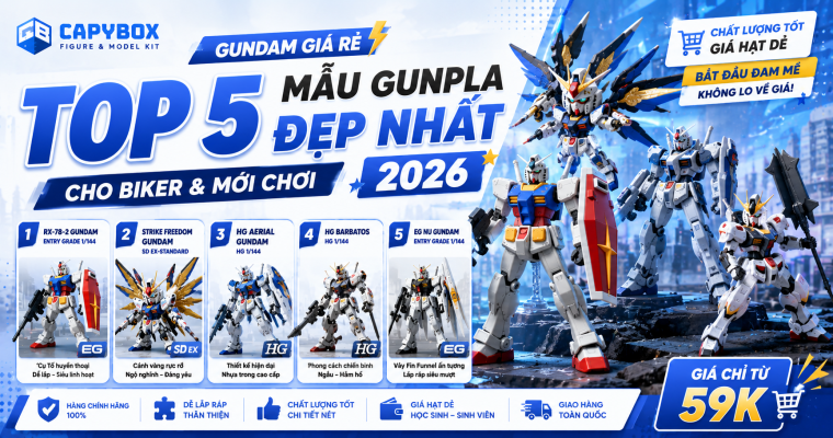 Gundam giá rẻ top 5 mẫu Gunpla đẹp cho biker và người mới 2026