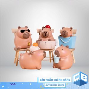 Mô Hình Chuột Capybara Dễ Thương - Set Trang Trí Capybara Thư Giãn (Blind Box / Set 5 Mẫu)