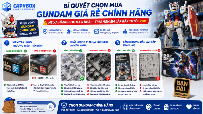 Bí quyết chọn mua Gundam giá rẻ chính hãng và phân biệt hàng Bootleg