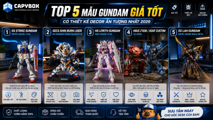 Top 5 mẫu Gundam giá tốt có thiết kế decor ấn tượng nhất 2026